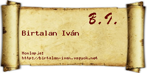 Birtalan Iván névjegykártya